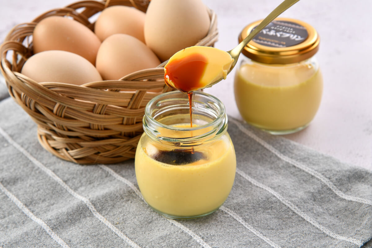 福井県産卵、自家製豆乳を使用したなめらかなふくふくプリン